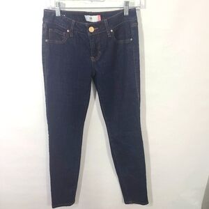 Cabi Women's Size 2 Skinny Fit Mid Rise Stretch‎ Dark Blue Rinse Jeans Denim